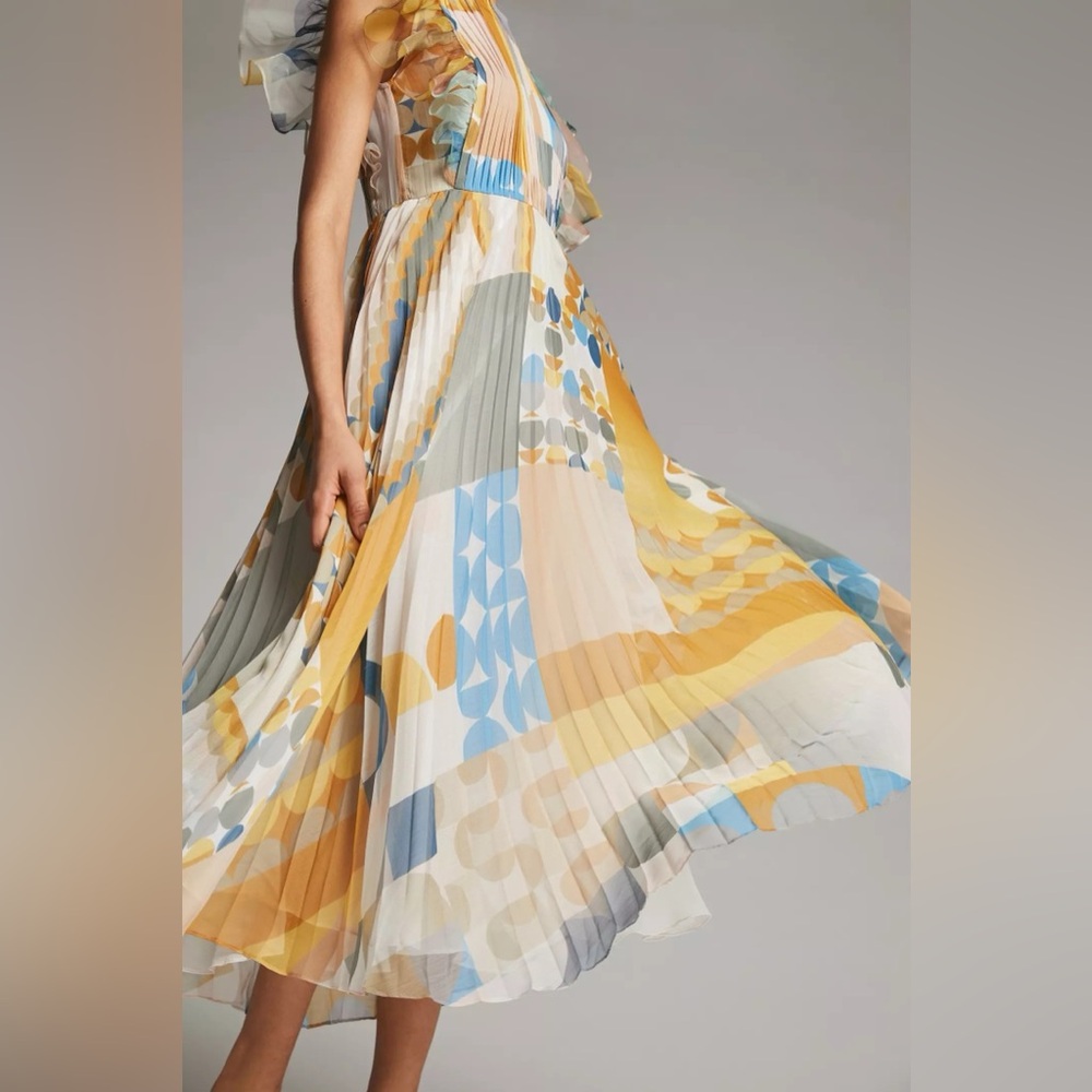 PANKAJ & NIDHI Norma Pleated Maxi Dress - Sz 0 - Picture 4 of 13